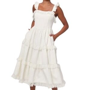 Lulus | Dresses | Lulus Sweet At Heart White Floral Embroidered Twopiece  Midi Dress Size L | Poshmark